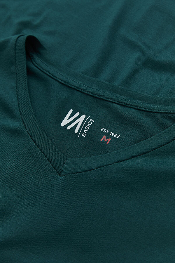 Petrol V Yaka T-Shirt 4