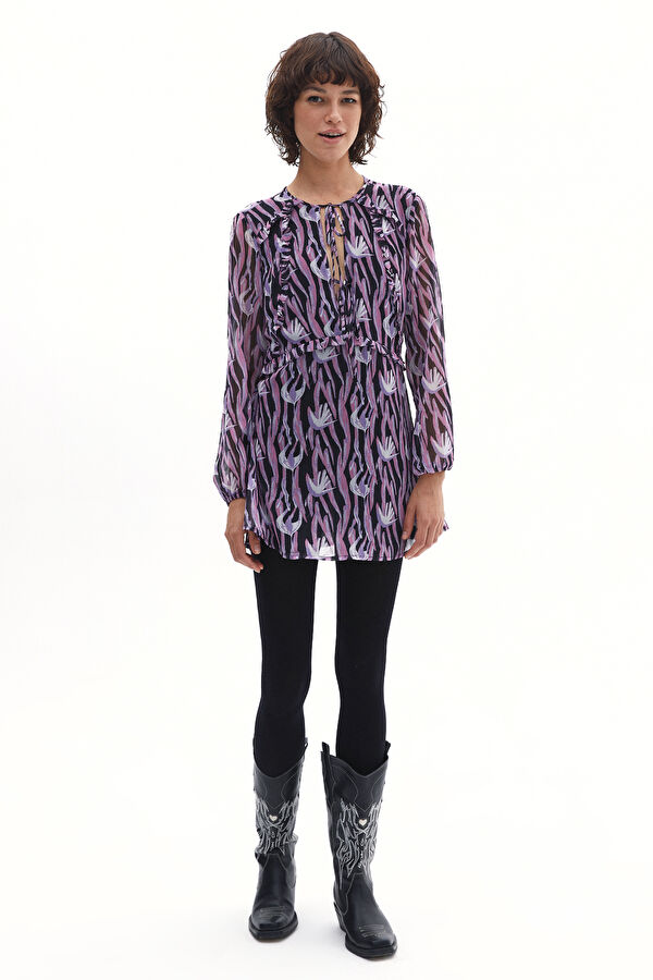 Colorful Patterned Mini Women's Dress