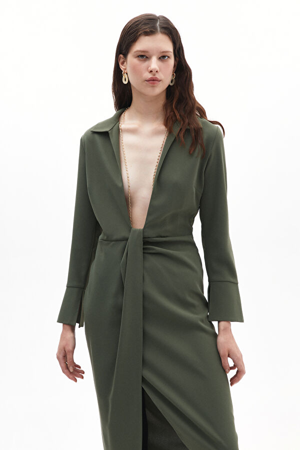 Khaki Maxi Women's Dress 2