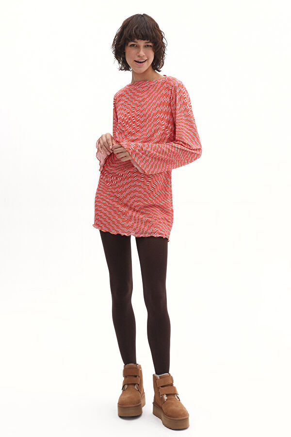 Colorful Patterned Mini Women's Dress
