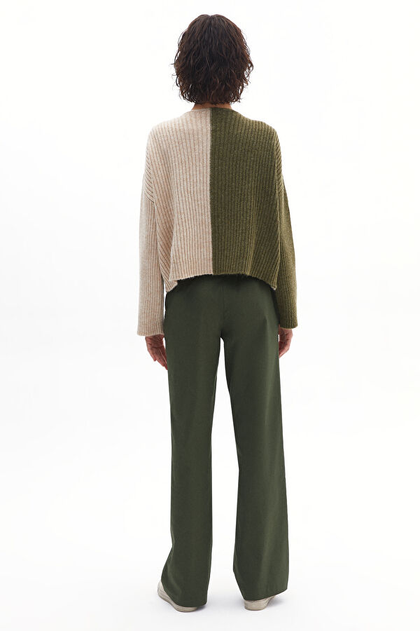 Khaki Straight Leg Women's Trousers 2