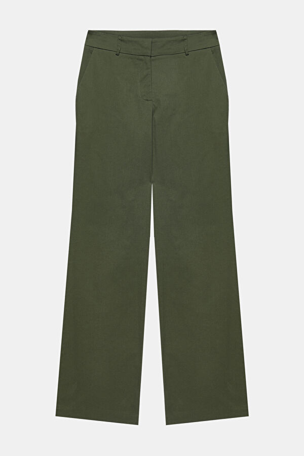 Khaki Straight Leg Women's Trousers 3