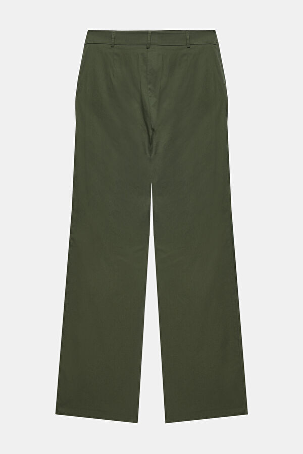 Khaki Straight Leg Women's Trousers 4