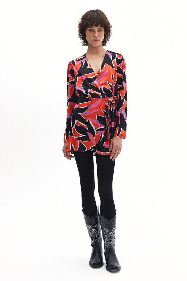 Colorful Patterned Mini Women's Dress