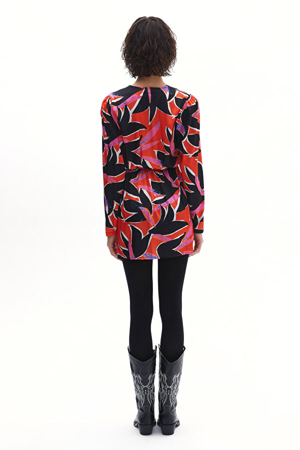 Colorful Patterned Mini Women's Dress 3