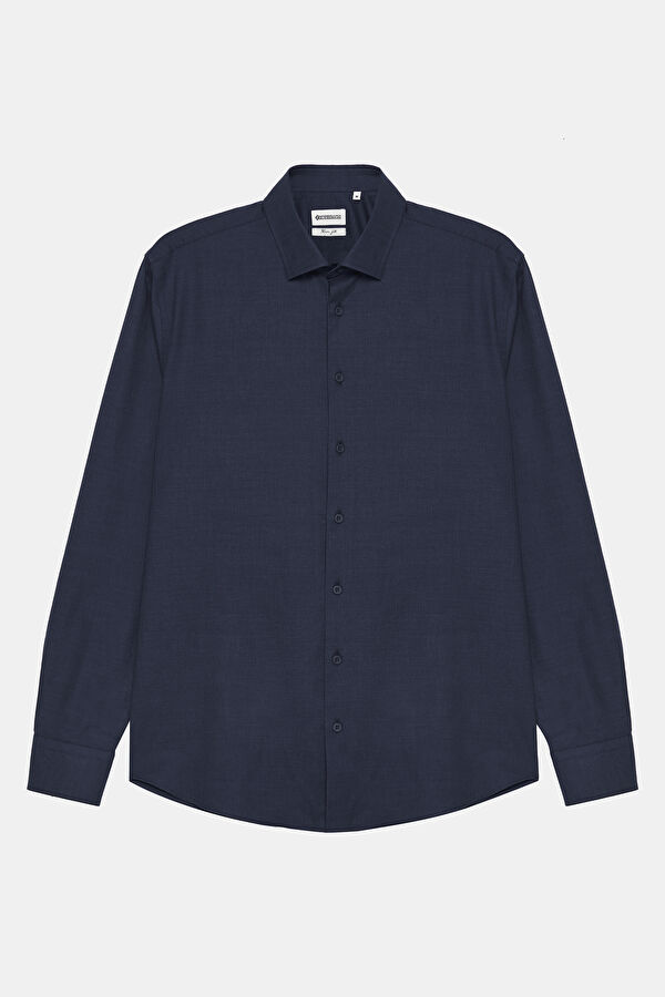 Slim Fit Navy Blue Men's Shirt