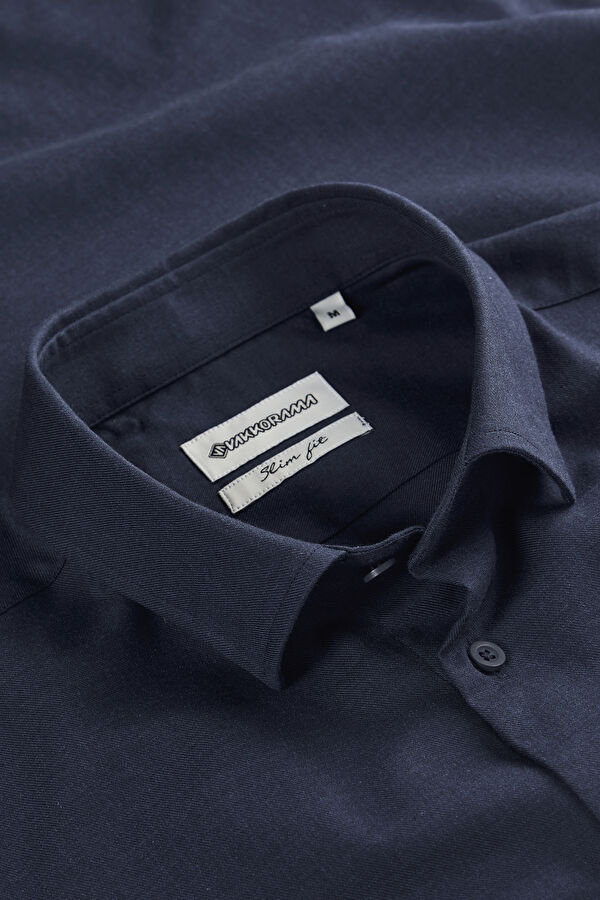 Slim Fit Navy Blue Men's Shirt 3