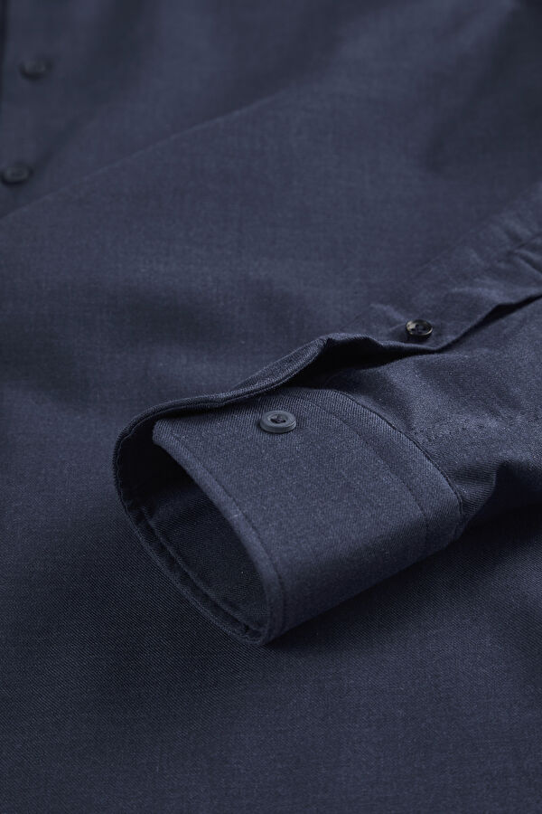Slim Fit Navy Blue Men's Shirt 4