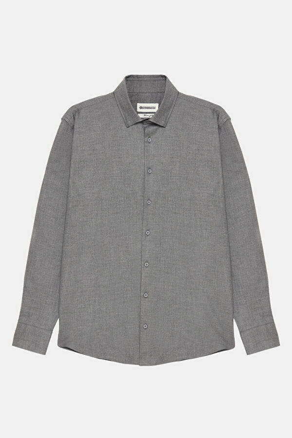 Slim Fit Grey Melange Men's Shirt