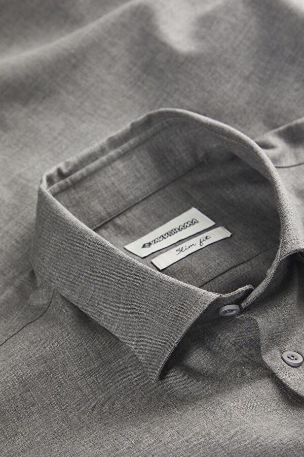 Slim Fit Grey Melange Men's Shirt 3