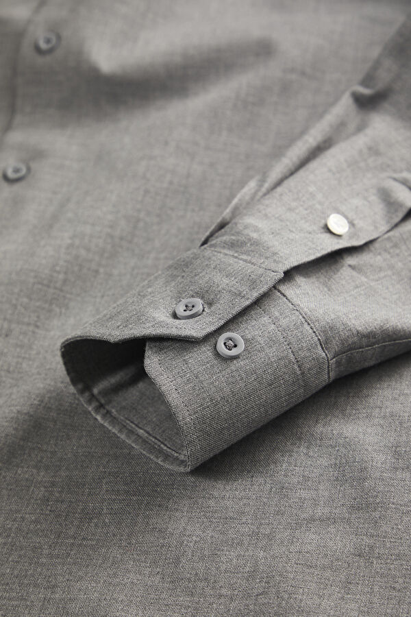 Slim Fit Grey Melange Men's Shirt 4
