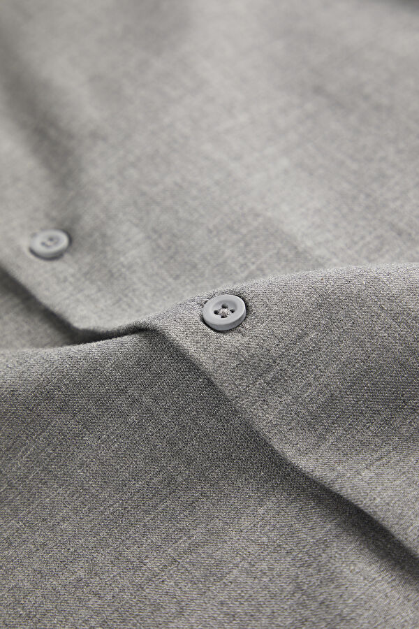 Slim Fit Grey Melange Men's Shirt 5