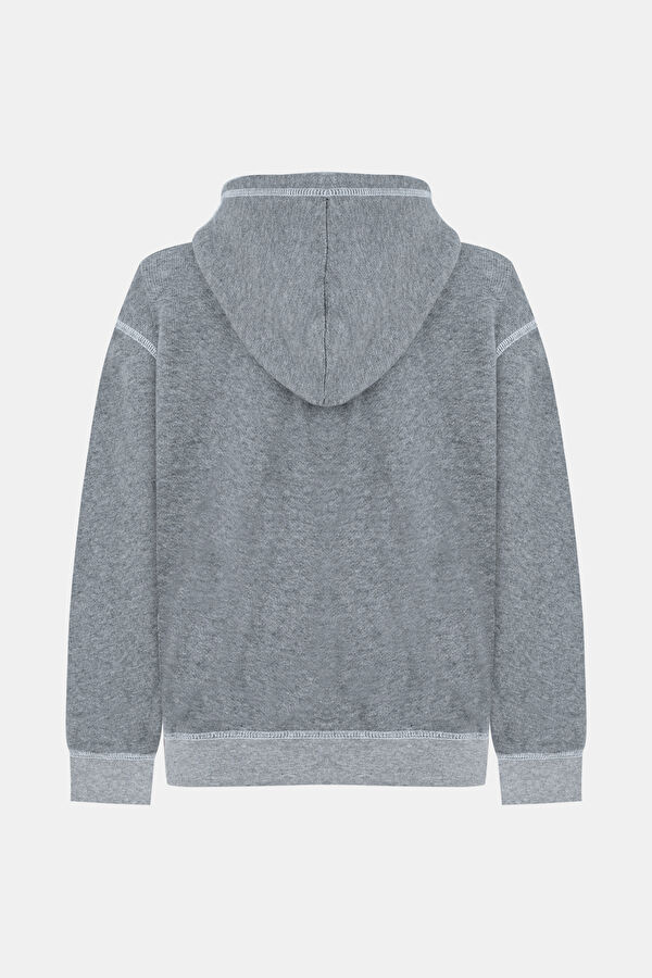 Gri Melanj Kapuşonlu Sweatshirt 2