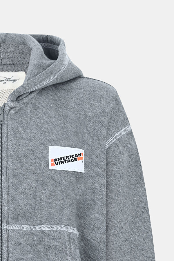 Gri Melanj Kapuşonlu Sweatshirt 3