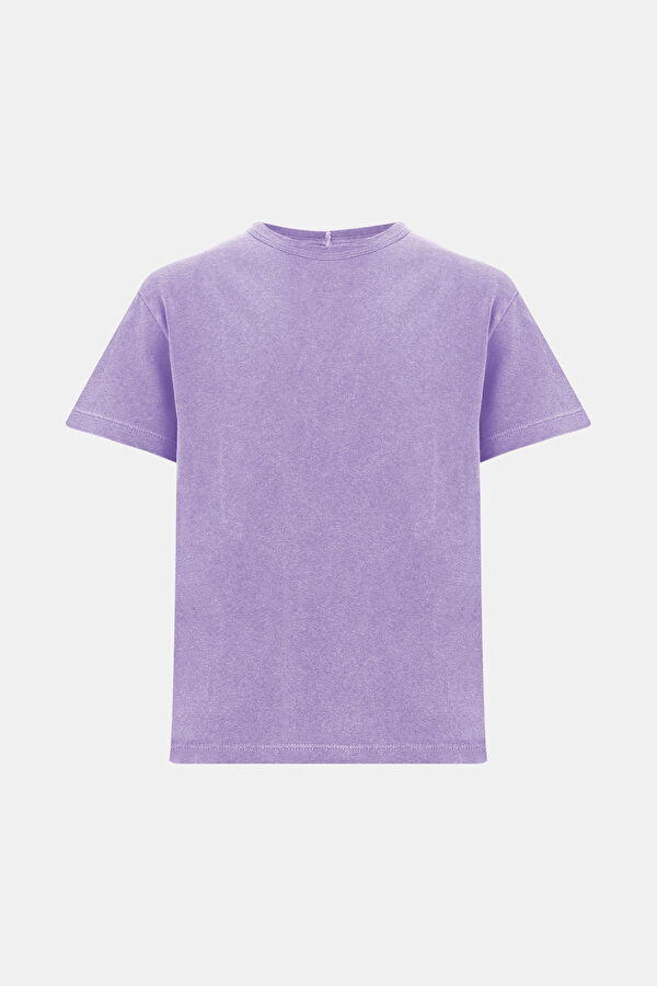 Mor Bisiklet Yaka T-Shirt