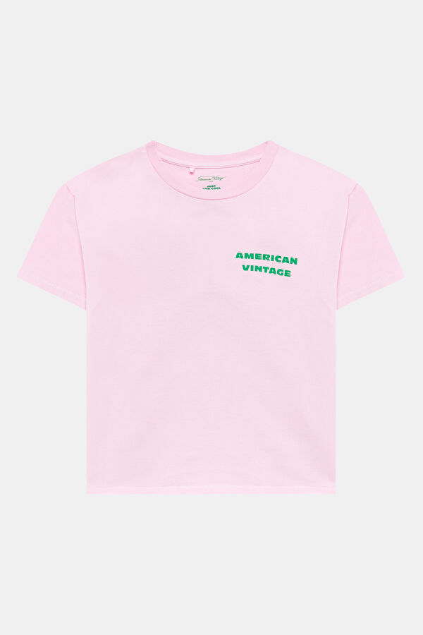 Açık Pembe Bisiklet Yaka T-Shirt