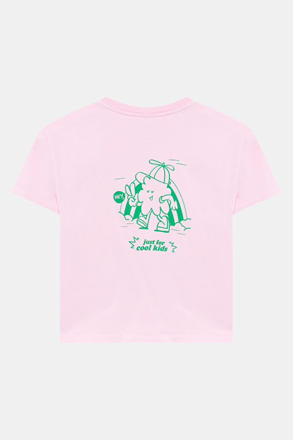 Açık Pembe Bisiklet Yaka T-Shirt 2
