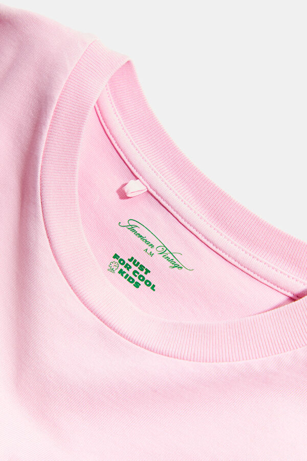 Açık Pembe Bisiklet Yaka T-Shirt 3