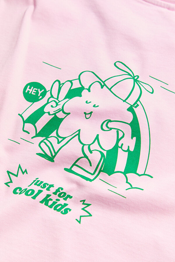 Açık Pembe Bisiklet Yaka T-Shirt 5