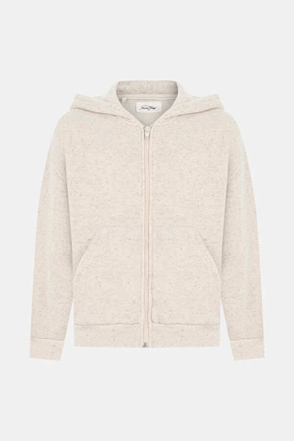 Ekru Kapuşonlu Sweatshirt