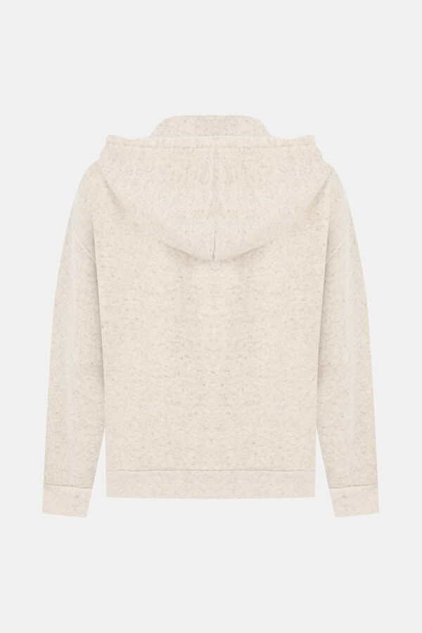 Ekru Kapuşonlu Sweatshirt 2