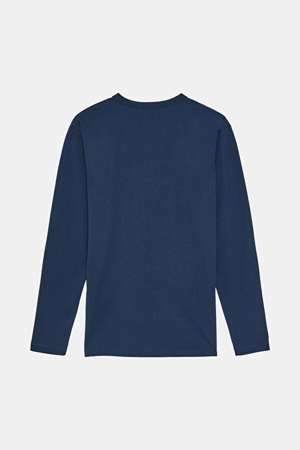 Lacivert Bisiklet Yaka Erkek T-Shirt 2