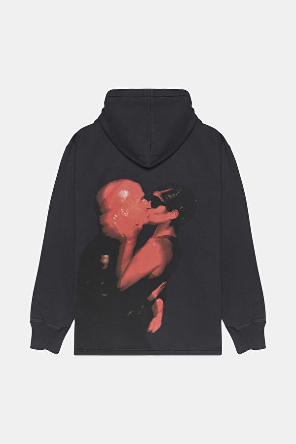 Siyah Kapuşonlu Erkek Sweatshirt 2