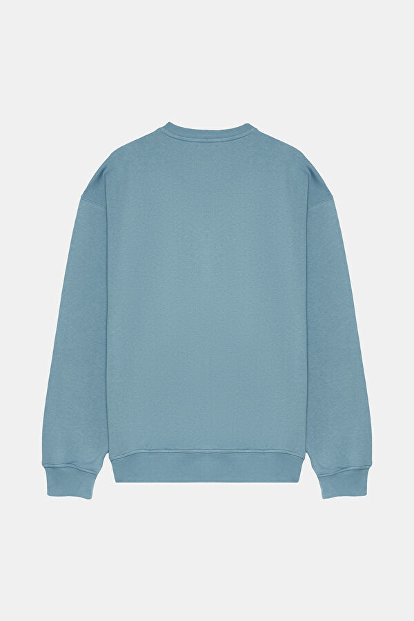 Light Blue Crew Neck Men's Sweatshirt 2