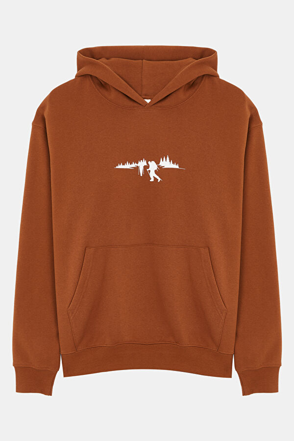 Kiremit Kapuşonlu Erkek Sweatshirt