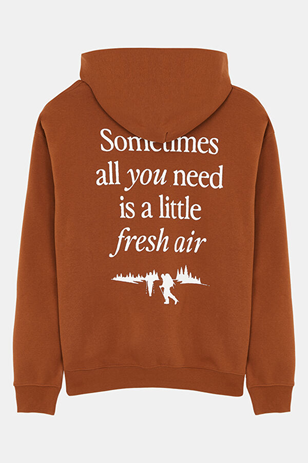 Kiremit Kapuşonlu Erkek Sweatshirt 2