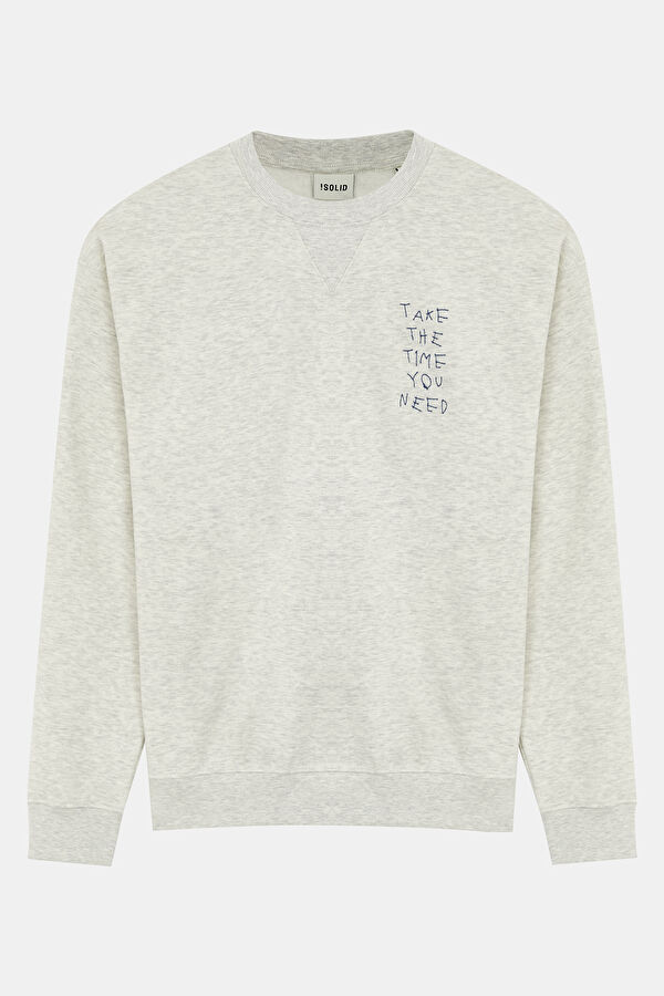 Gri Bisiklet Yaka Erkek Sweatshirt