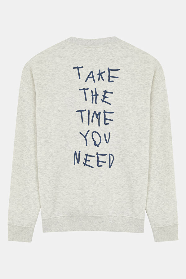 Gri Bisiklet Yaka Erkek Sweatshirt 2