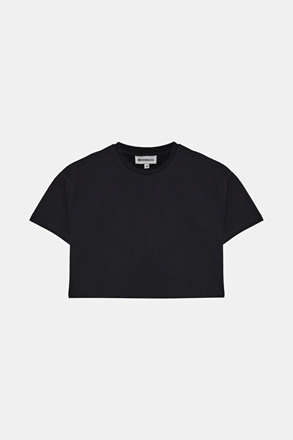 Siyah Bisiklet Yaka Kadın T-Shirt