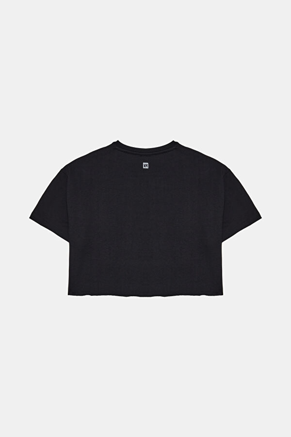 Siyah Bisiklet Yaka Kadın T-Shirt 2