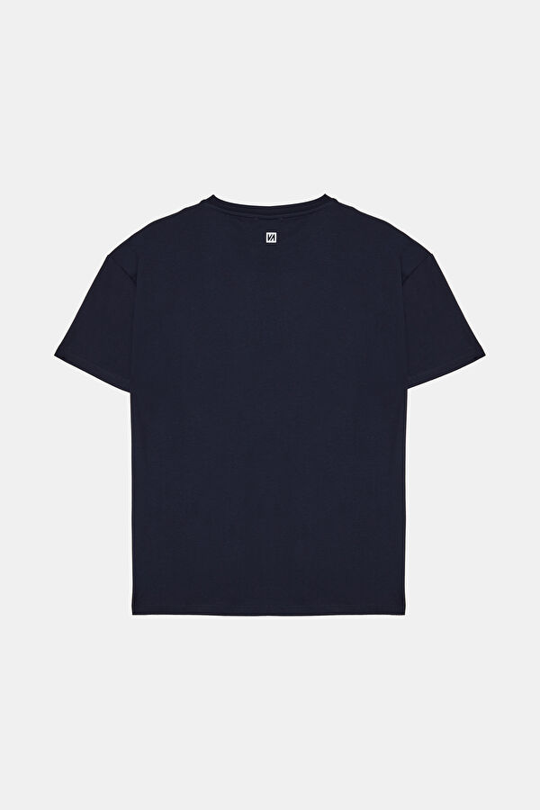 Navy Blue Crew Neck Women's T-Shirt 2