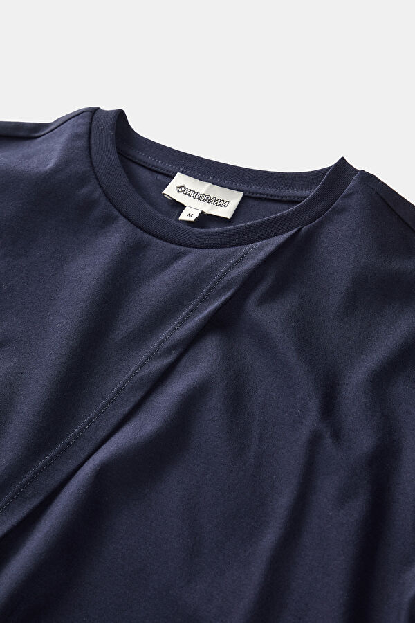 Navy Blue Crew Neck Women's T-Shirt 4