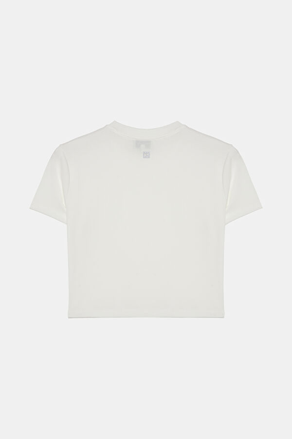Ekru Bisiklet Yaka T-Shirt 2