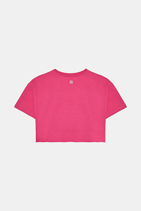 Fuşya Bisiklet Yaka Kadın T-Shirt 2