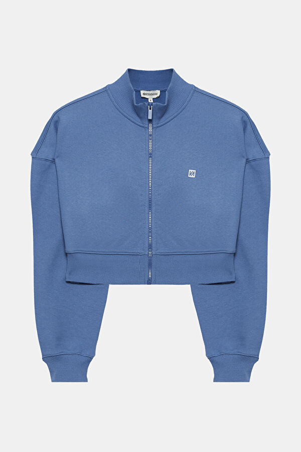 İndigo Dik Yaka Sweatshirt