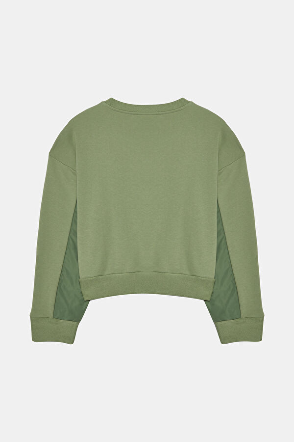 Açık Yeşil Bisiklet Yaka Kadın Sweatshirt 2
