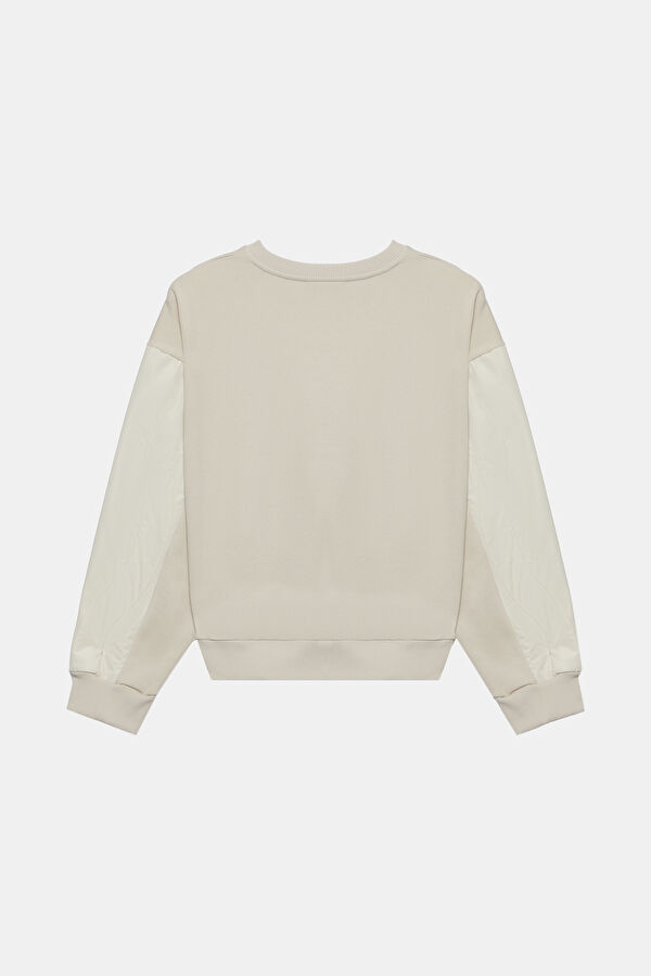 Ekru Bisiklet Yaka Sweatshirt 2