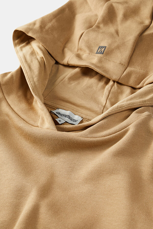 Bej Kapuşonlu Kadın Sweatshirt 3