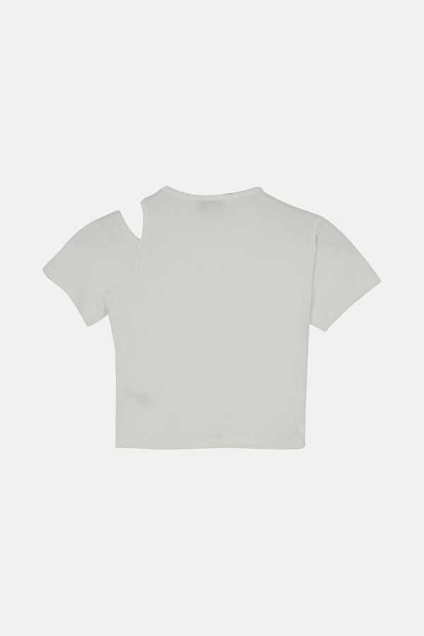 Ekru Bisiklet Yaka T-Shirt 2