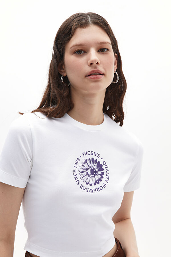 Relax Kalıp Beyaz O Yaka Baskılı T-Shirt 2