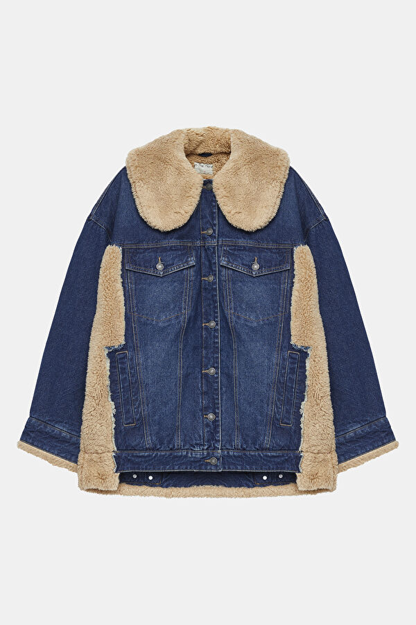 Sherpa Detaylı Denim Mont