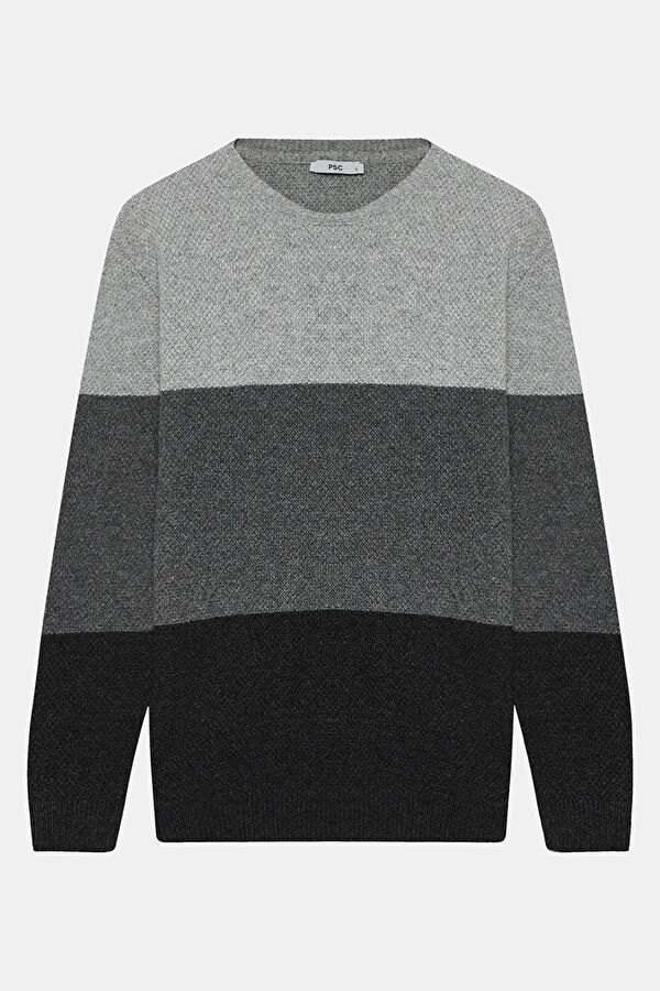 Multicolored Striped Pattern Viscose/Wool Men's Sweater