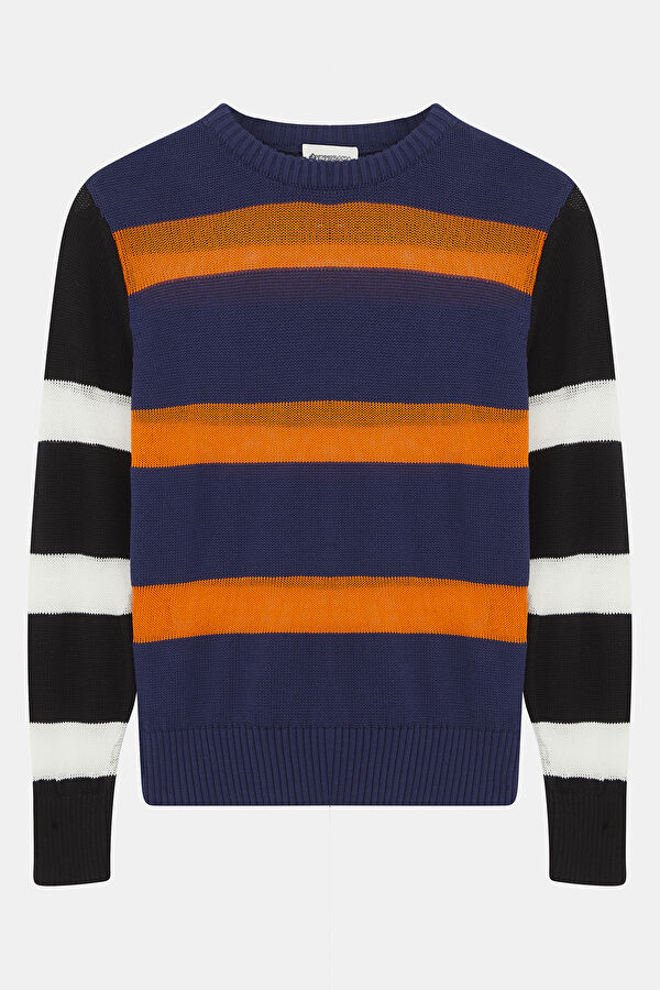 Colorful Striped Pattern Knitted Women's Sweater
