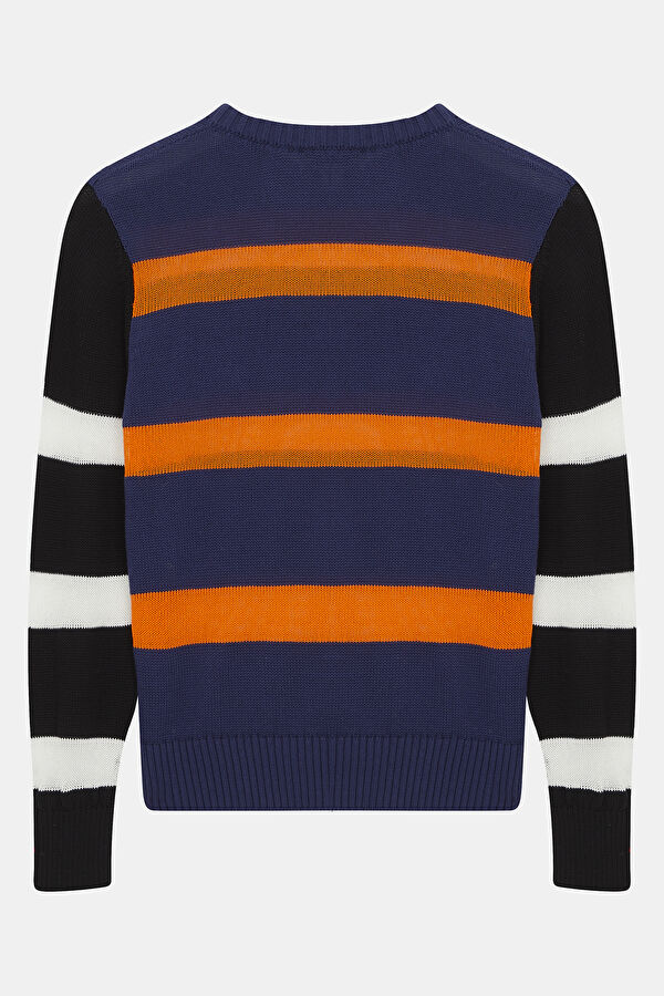 Colorful Striped Pattern Knitted Women's Sweater 2