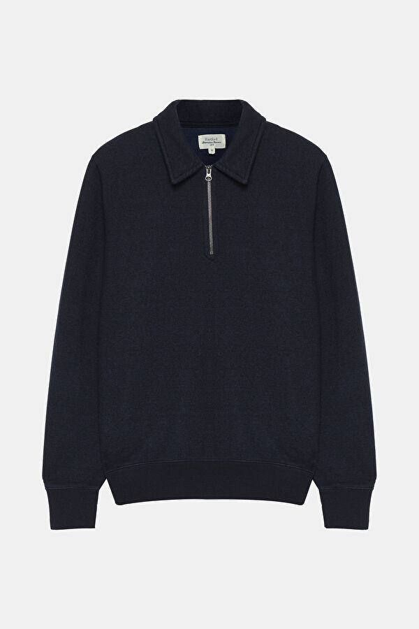 Lacivert Kırlangıç Yaka Erkek Sweatshirt