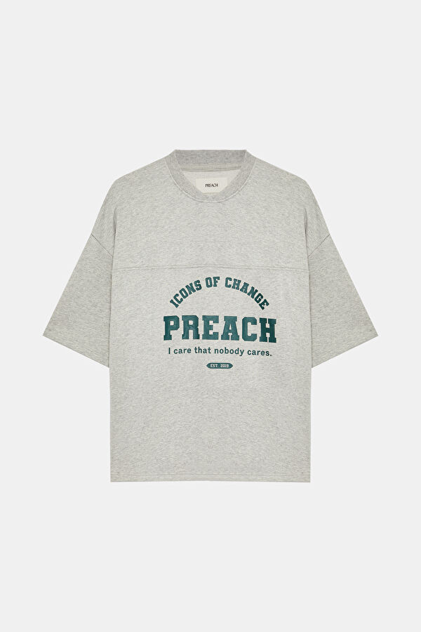 Oversize Grey Printed Bicycle Collar Tshirt